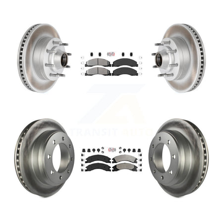 Front Rear Semi-Metallic Pad Coated Brake Rotor Kit For Ford E-350 Super Duty E-250 E-150 KGA-104430