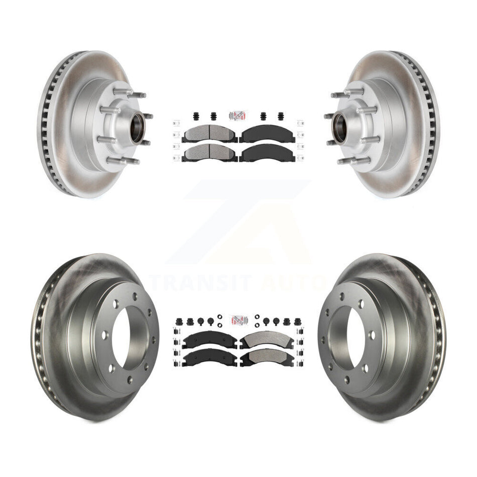 Front Rear Semi-Metallic Pad Coated Brake Rotor Kit For Ford E-350 Super Duty E-250 E-150 KGA-104430