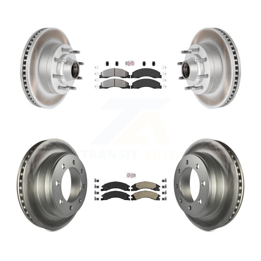 Front Semi-Metallic Rear Ceramic Pad Coat Brake Rotor Kit For Ford E-350 Super Duty E-250 KGA-104431