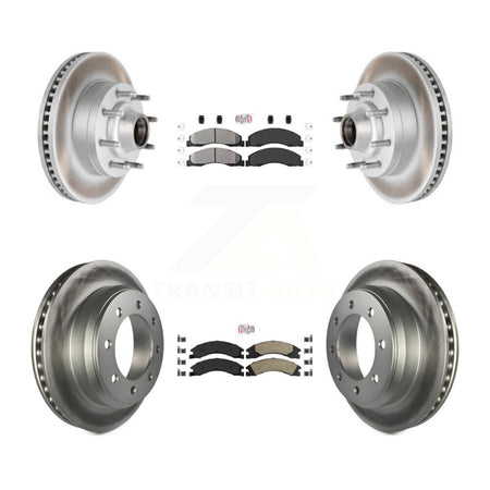 Front Semi-Metallic Rear Ceramic Pad Coat Brake Rotor Kit For Ford E-350 Super Duty E-250 KGA-104431