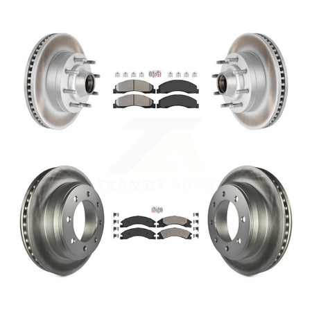 Front Rear Semi-Metallic Pad Coated Brake Rotor Kit For Ford E-350 Super Duty E-250 E-150 KGA-104432