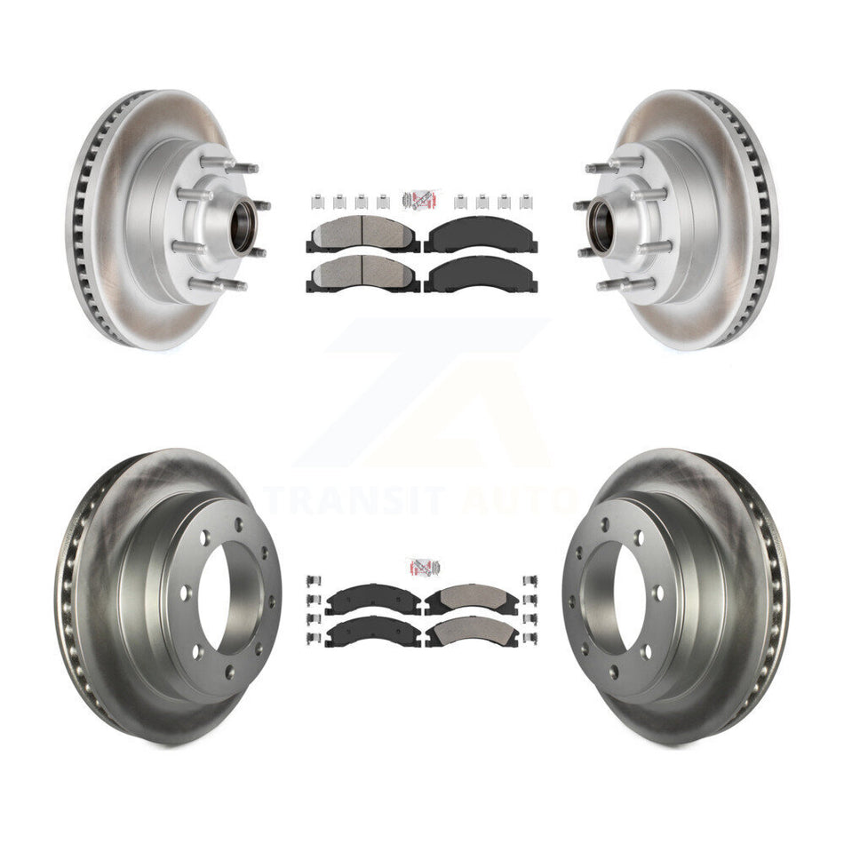 Front Rear Semi-Metallic Pad Coated Brake Rotor Kit For Ford E-350 Super Duty E-250 E-150 KGA-104432