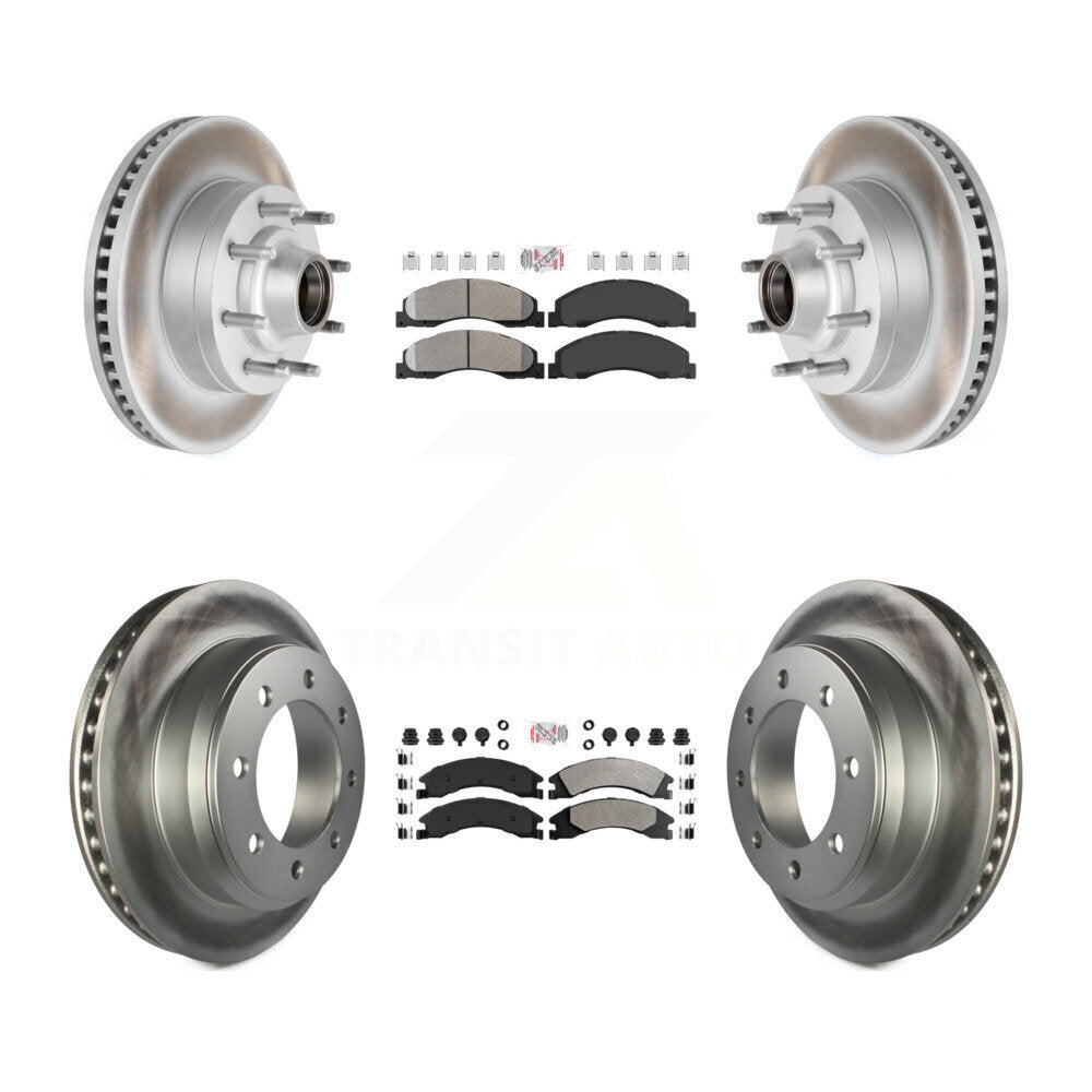 Front Rear Semi-Metallic Pad Coated Brake Rotor Kit For Ford E-350 Super Duty E-250 E-150 KGA-104433