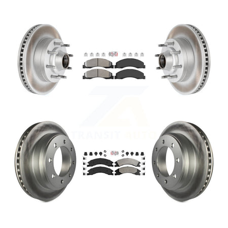 Front Rear Semi-Metallic Pad Coated Brake Rotor Kit For Ford E-350 Super Duty E-250 E-150 KGA-104433
