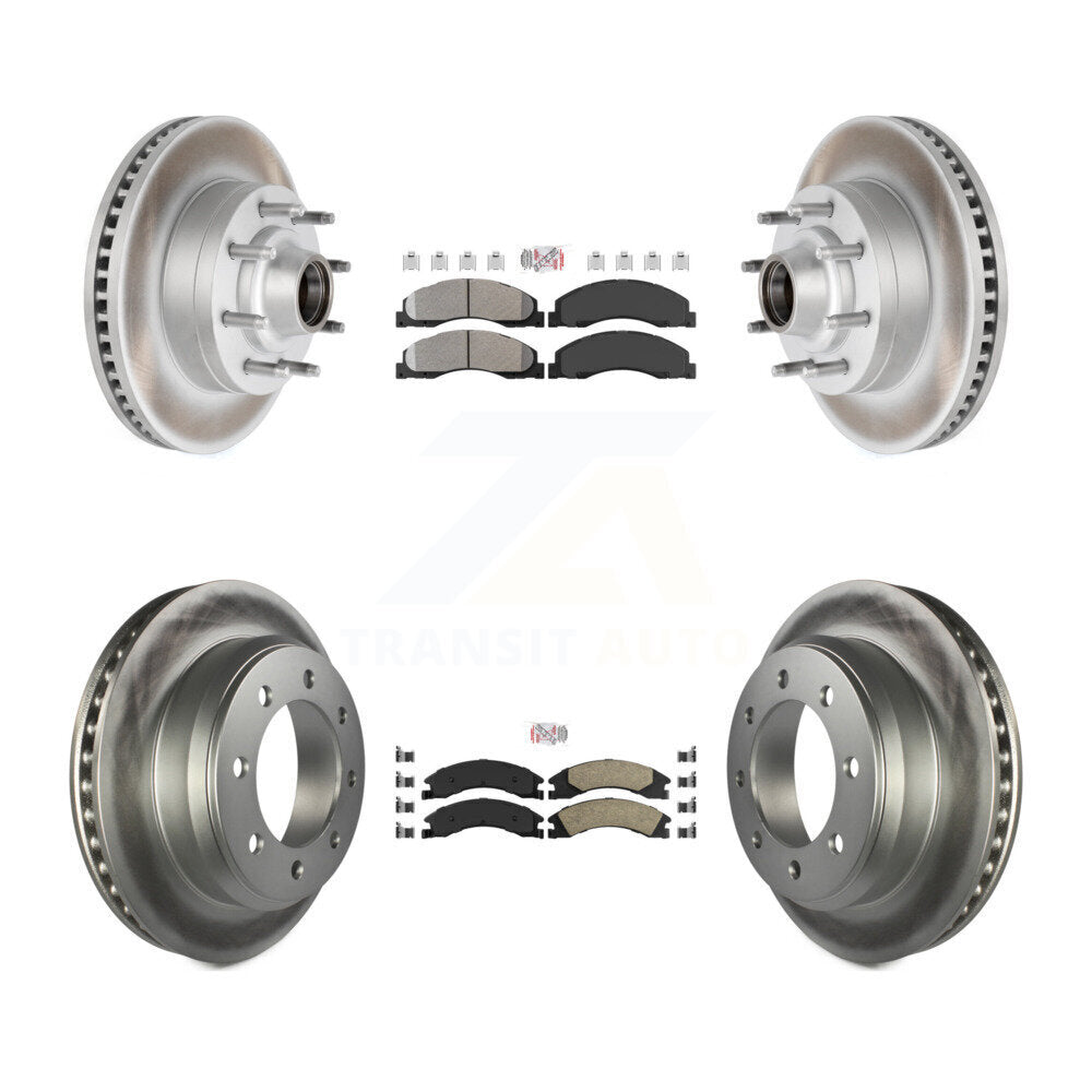 Front Semi-Metallic Rear Ceramic Pad Coat Brake Rotor Kit For Ford E-350 Super Duty E-250 KGA-104434