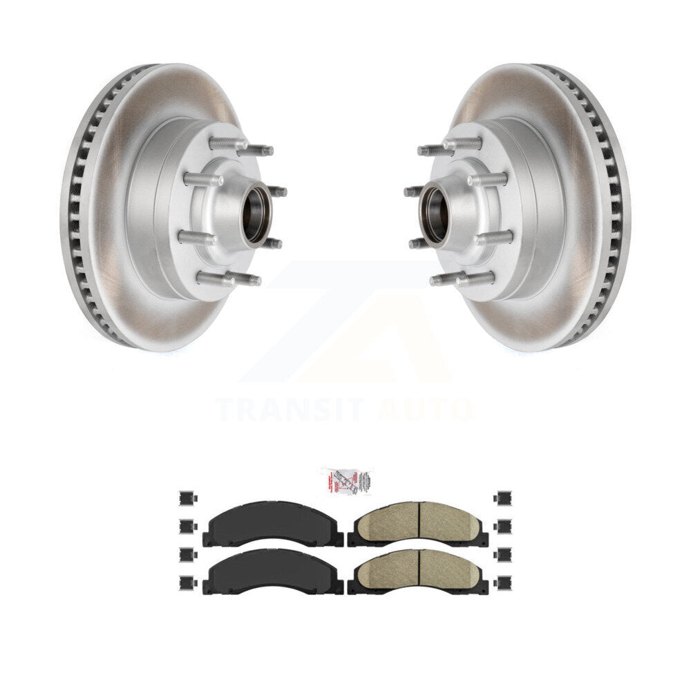 Front Coated Disc Brake Rotor Ceramic Pad Kit For Ford E-350 Super Duty E-250 E-150 E-450 KGA-104435