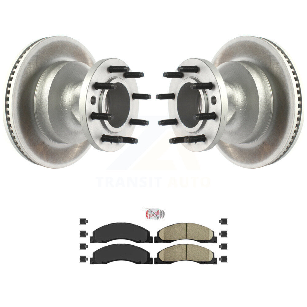 Front Coat Disc Brake Rotor Hub Ceramic Pad Kit For Ford E-350 Super Duty E-450 Econoline KGA-104438