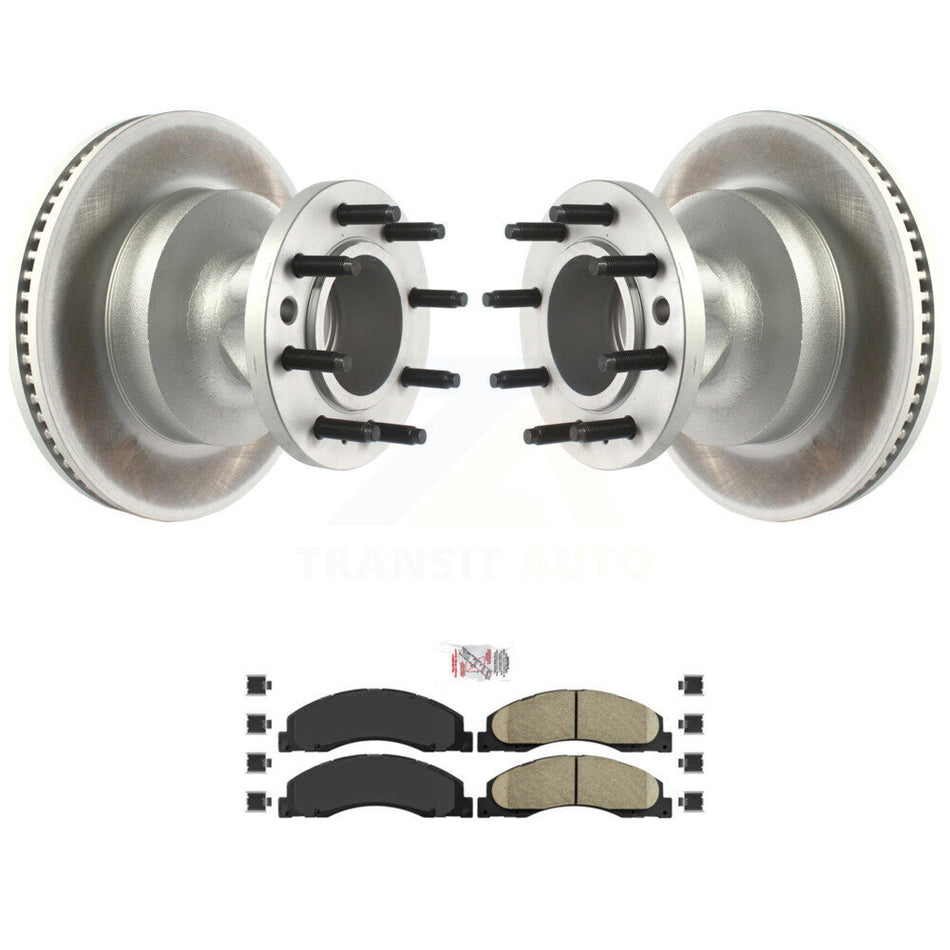 Front Coat Disc Brake Rotor Hub Ceramic Pad Kit For Ford E-350 Super Duty E-450 Econoline KGA-104438