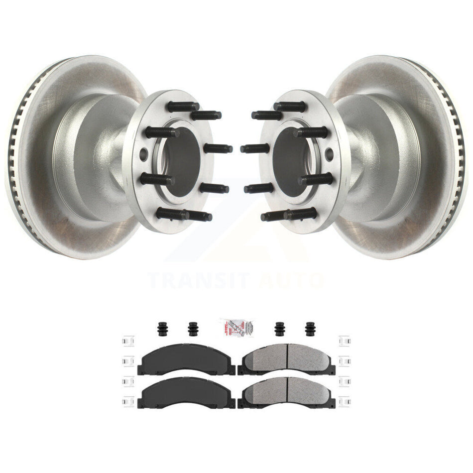 Front Coated Brake Rotors Semi-Metallic Pad Kit For Ford E-350 Super Duty E-450 Econoline KGA-104439