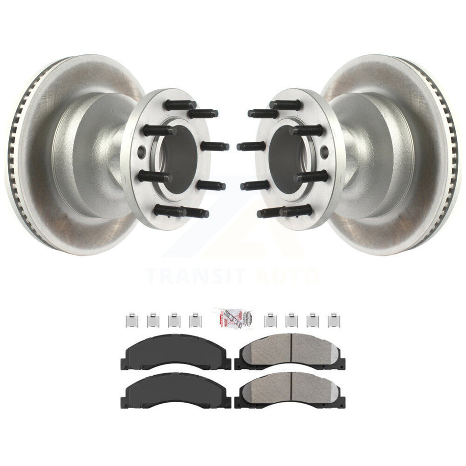 Front Coated Brake Rotors Semi-Metallic Pad Kit For Ford E-350 Super Duty E-450 Econoline KGA-104440