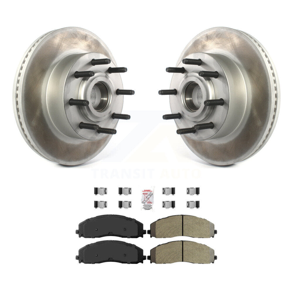 Front Coated Disc Brake Rotor Hub & Semi-Metallic Pad Kit For Ford F-350 Super Duty F-250 KGA-104441