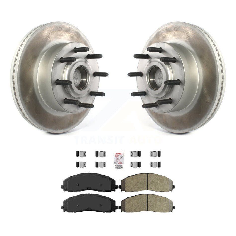 Front Coated Disc Brake Rotor Hub & Semi-Metallic Pad Kit For Ford F-350 Super Duty F-250 KGA-104441
