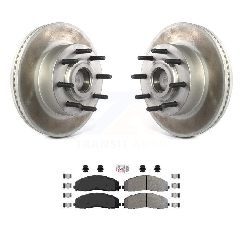 Front Coated Disc Brake Rotor Hub & Semi-Metallic Pad Kit For Ford F-350 Super Duty F-250 KGA-104442