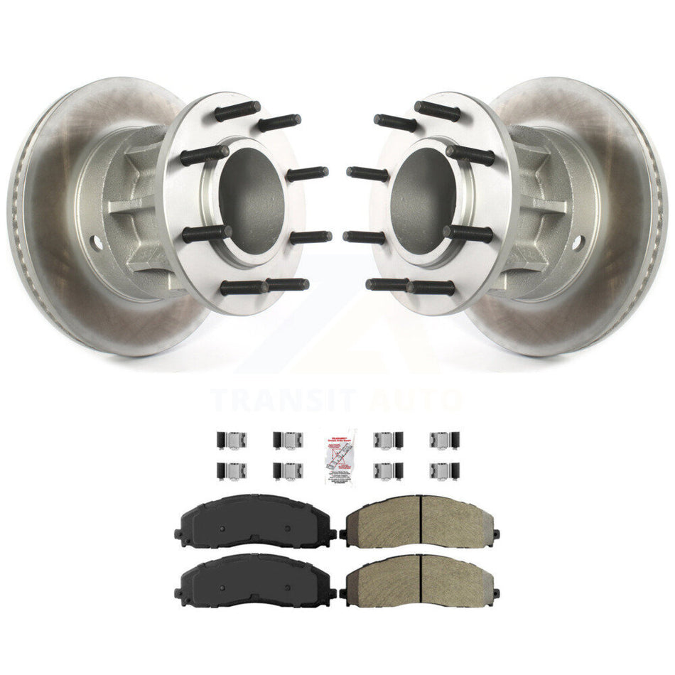 Front Coat Disc Brake Rotor Hub Semi-Metallic Pad Kit For Ford F-350 Super Duty F-250 RWD KGA-104443