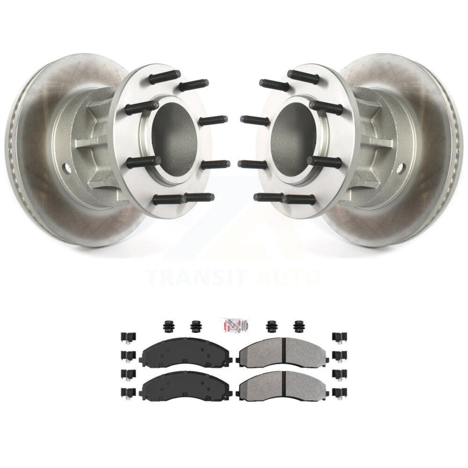 Front Coated Disc Brake Rotor Semi-Metallic Pad Kit For Ford F-450 Super Duty F-550 4 X 2 KGA-104449