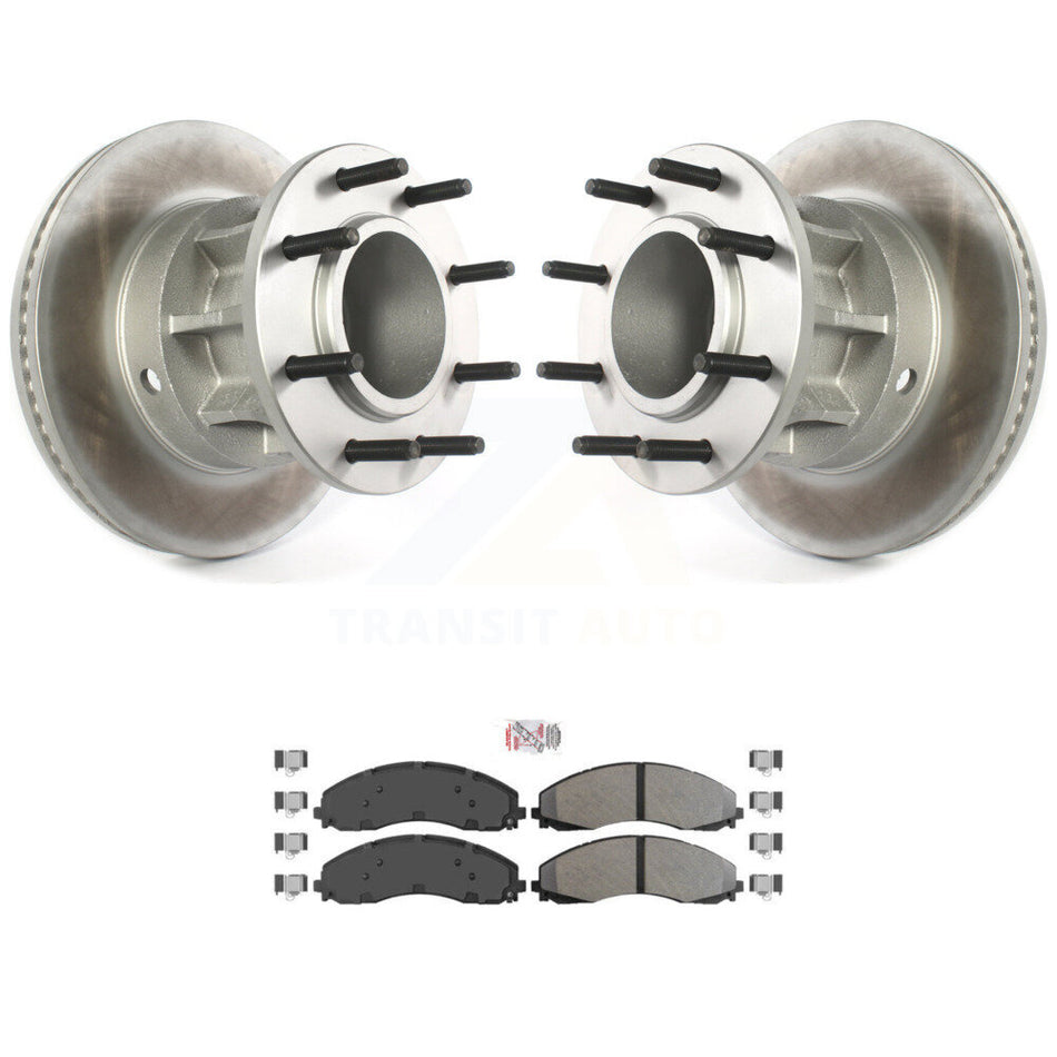 Front Coated Disc Brake Rotor Semi-Metallic Pad Kit For Ford F-450 Super Duty F-550 4 X 2 KGA-104450