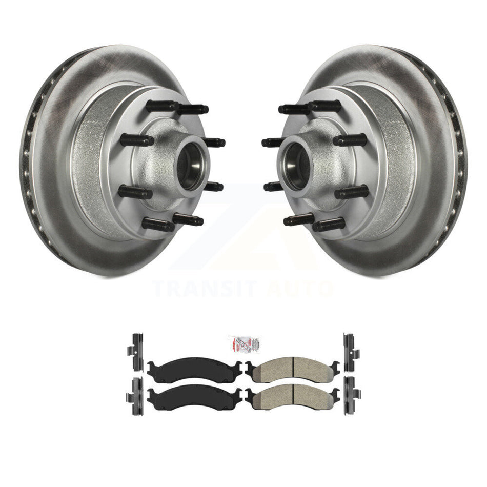 Front Coated Brake Rotors Semi-Metallic Pad Kit For Ford E-350 Super Duty E-250 Econoline KGA-104453