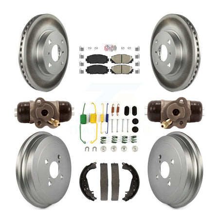 Front Rear Disc Brake Rotors Ceramic Pads And Coated Drum Kit (9Pc) For Toyota Yaris KGA-104455