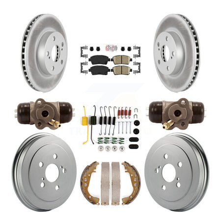 Front Rear Disc Brake Rotors Ceramic Pad Coated Drum Kit (9Pc) For 2004-2007 Toyota Prius KGA-104457