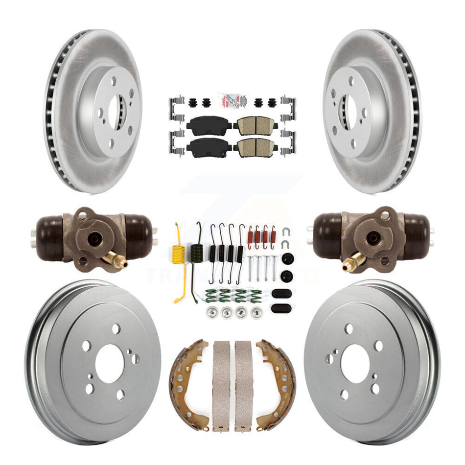 Front Rear Disc Brake Rotors Ceramic Pad Coated Drum Kit (9Pc) For 2004-2007 Toyota Prius KGA-104457