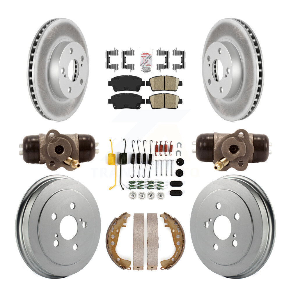 Front Rear Disc Brake Rotors Ceramic Pad Coated Drum Kit (9Pc) For 2004-2007 Toyota Prius KGA-104458