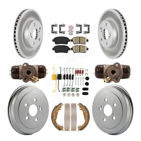 Front Rear Disc Brake Rotors Ceramic Pad Coated Drum Kit (9Pc) For 2004-2007 Toyota Prius KGA-104458