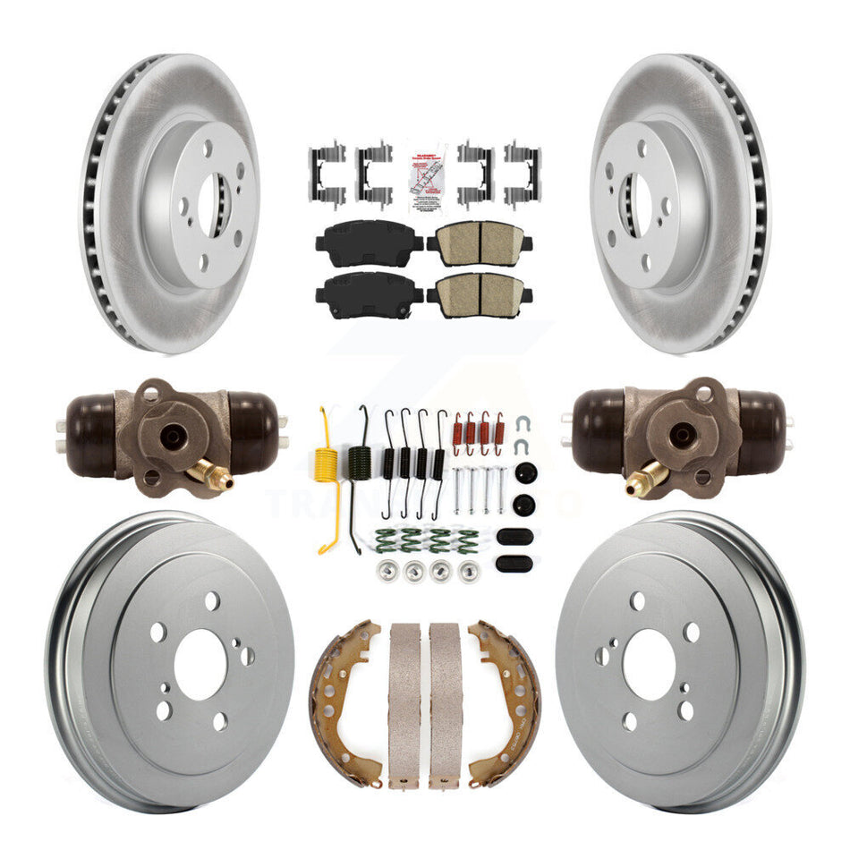 Front Rear Disc Brake Rotors Ceramic Pad Coated Drum Kit (9Pc) For 2004-2007 Toyota Prius KGA-104458