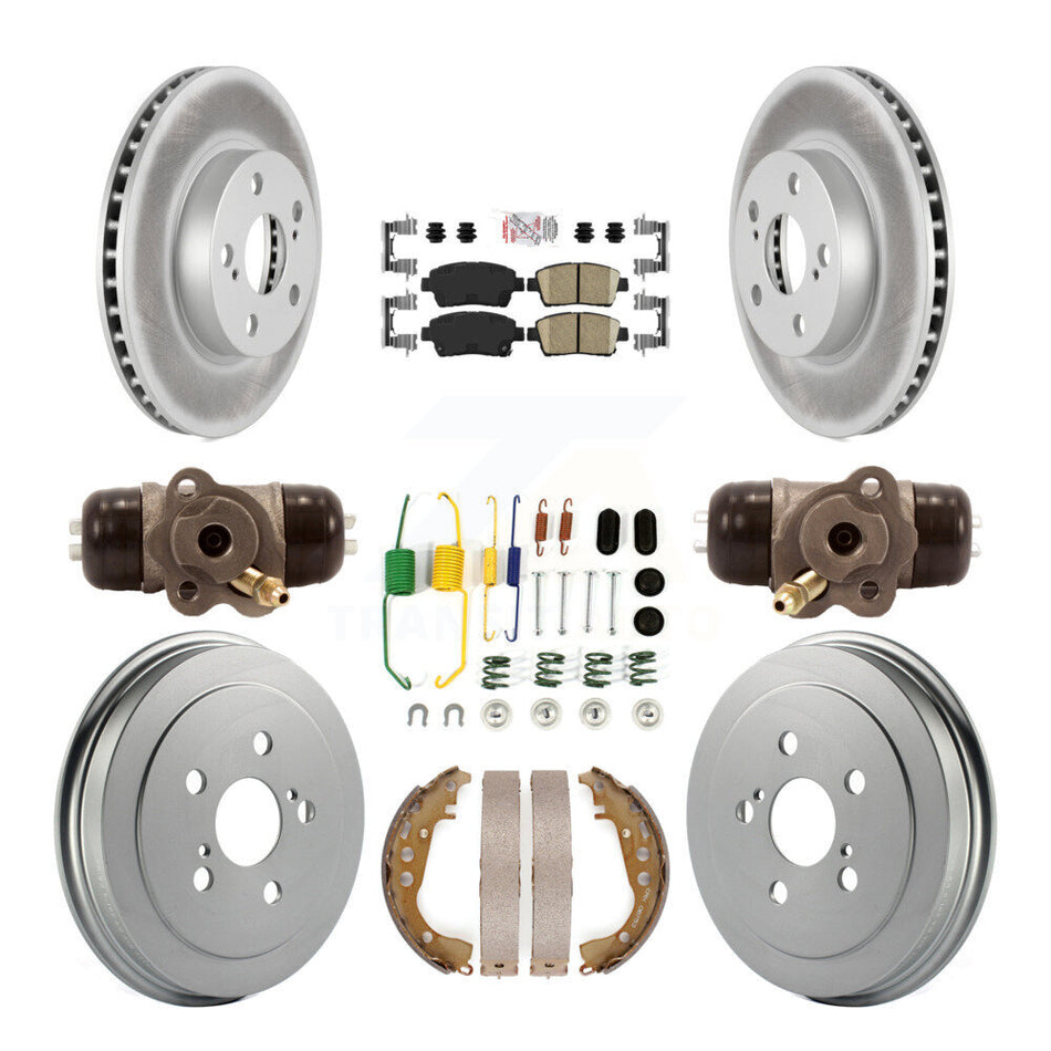 Front Rear Disc Brake Rotors Ceramic Pads And Coated Drum Kit (9Pc) For 2008 Toyota Prius KGA-104459
