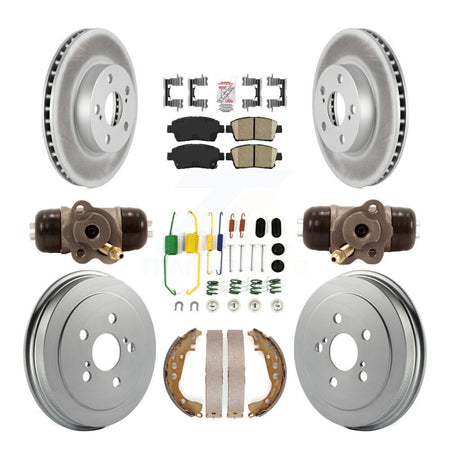 Front Rear Disc Brake Rotors Ceramic Pads And Coated Drum Kit (9Pc) For 2008 Toyota Prius KGA-104460