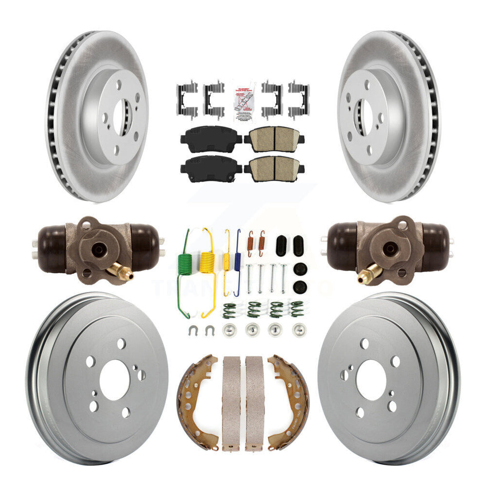 Front Rear Disc Brake Rotors Ceramic Pads And Coated Drum Kit (9Pc) For 2008 Toyota Prius KGA-104460