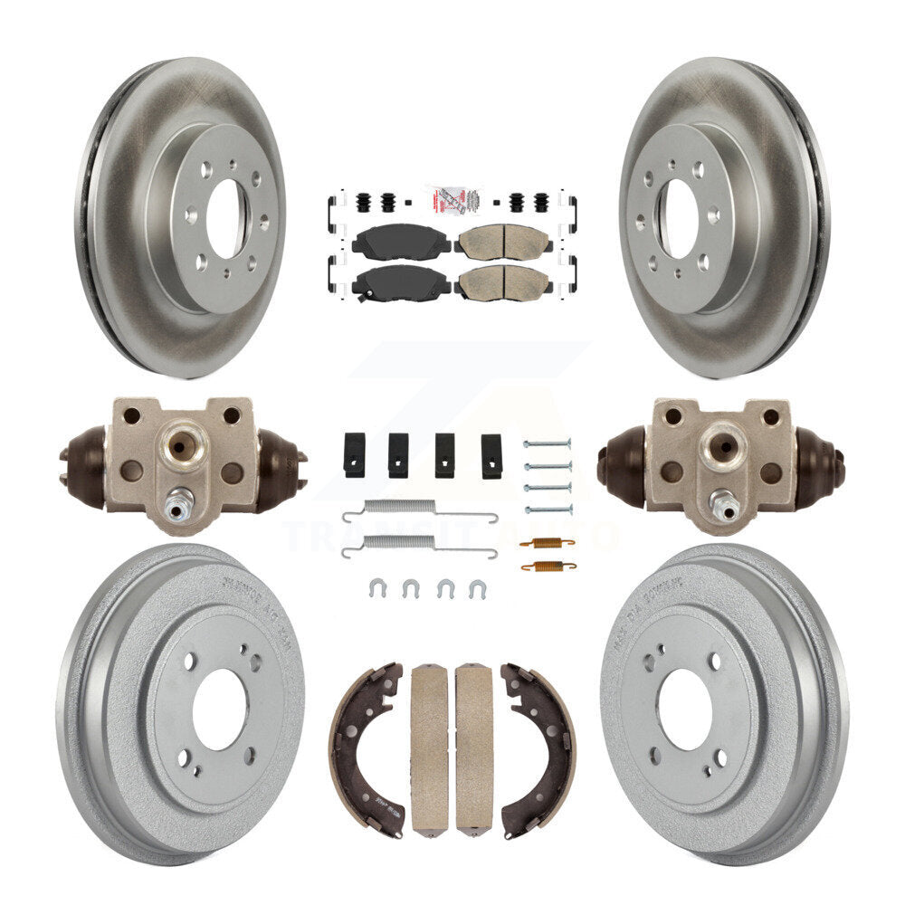 Front Rear Disc Brake Rotors Ceramic Pads And Coated Drum Kit (9Pc) For Honda Civic KGA-104461