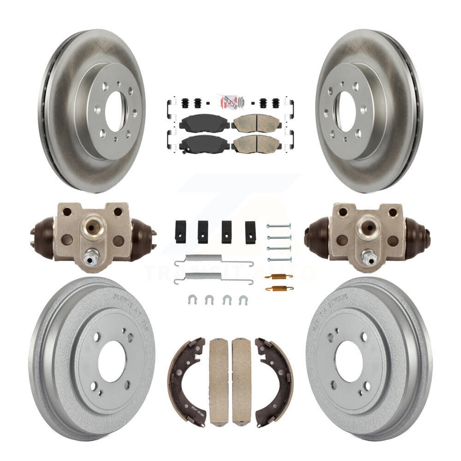 Front Rear Disc Brake Rotors Ceramic Pads And Coated Drum Kit (9Pc) For Honda Civic KGA-104461