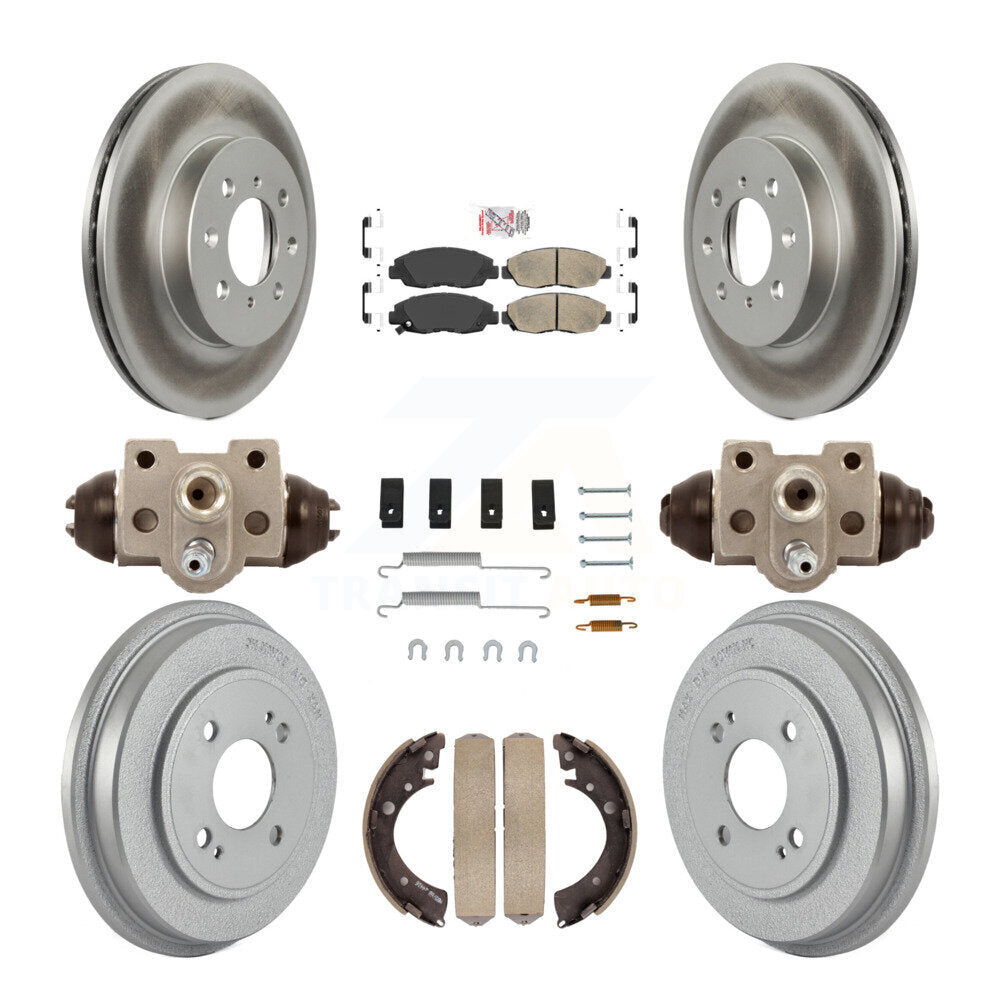 Front Rear Disc Brake Rotors Ceramic Pads And Coated Drum Kit (9Pc) For Honda Civic KGA-104462