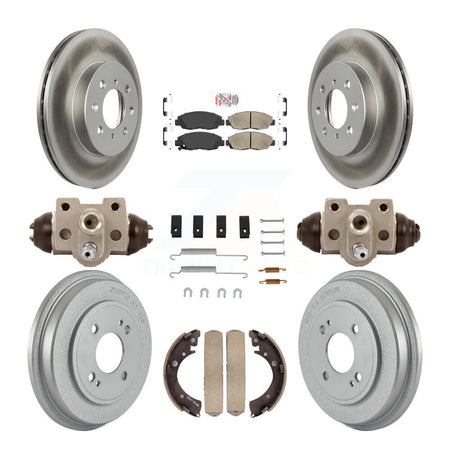 Front Rear Disc Brake Rotors Ceramic Pads And Coated Drum Kit (9Pc) For Honda Civic KGA-104462