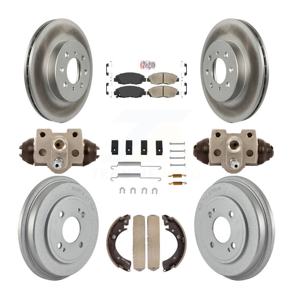 Front Rear Disc Brake Rotors Ceramic Pads And Coated Drum Kit (9Pc) For Honda Civic KGA-104462