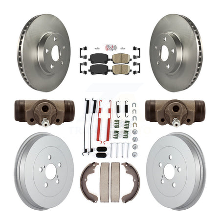 Front Rear Brake Rotor Ceramic Pad & Coated Drum Kit (9Pc) For Toyota Matrix Pontiac Vibe KGA-104464