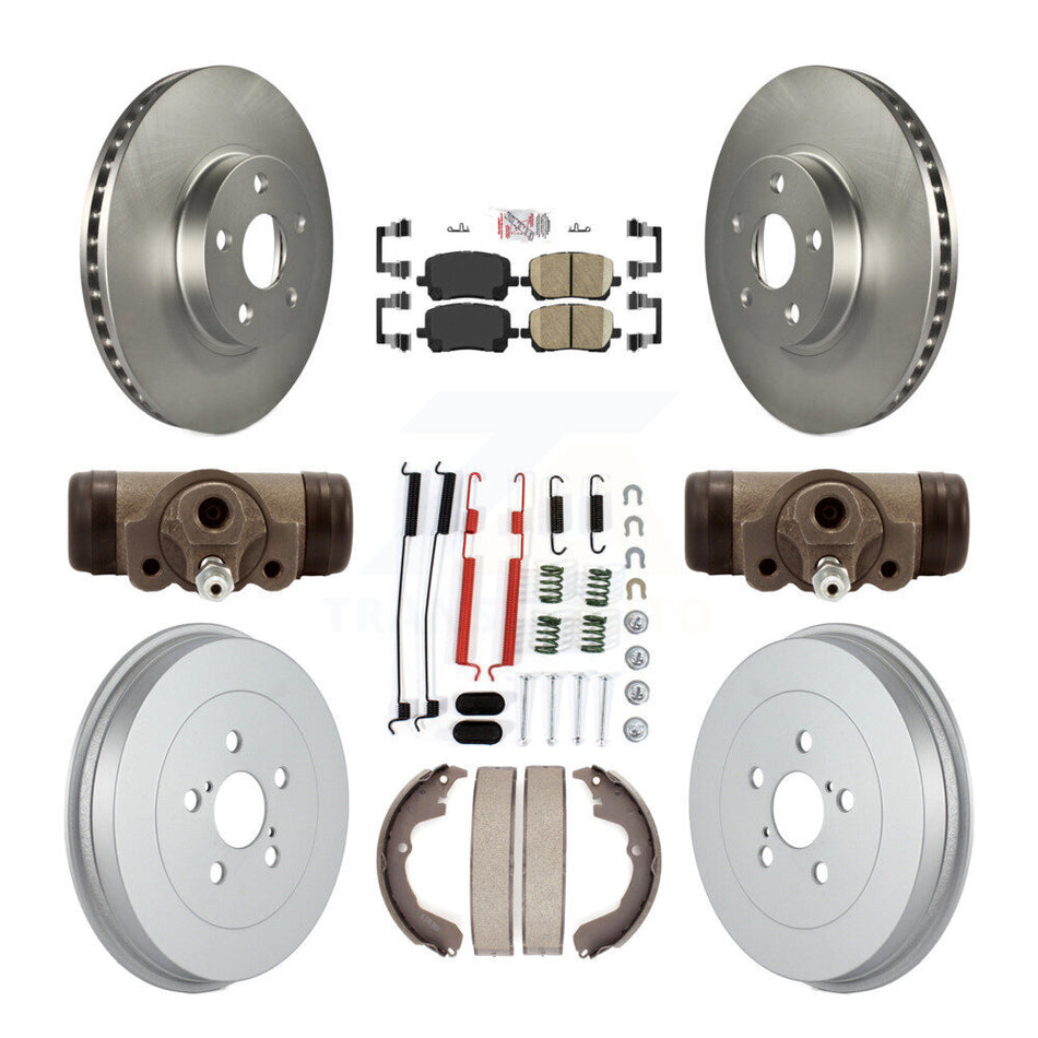 Front Rear Brake Rotor Ceramic Pad & Coated Drum Kit (9Pc) For Toyota Matrix Pontiac Vibe KGA-104464