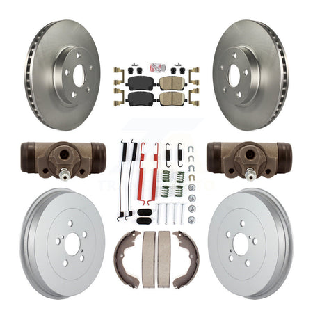 Front Rear Brake Rotor Ceramic Pad & Coated Drum Kit (9Pc) For Toyota Matrix Pontiac Vibe KGA-104465
