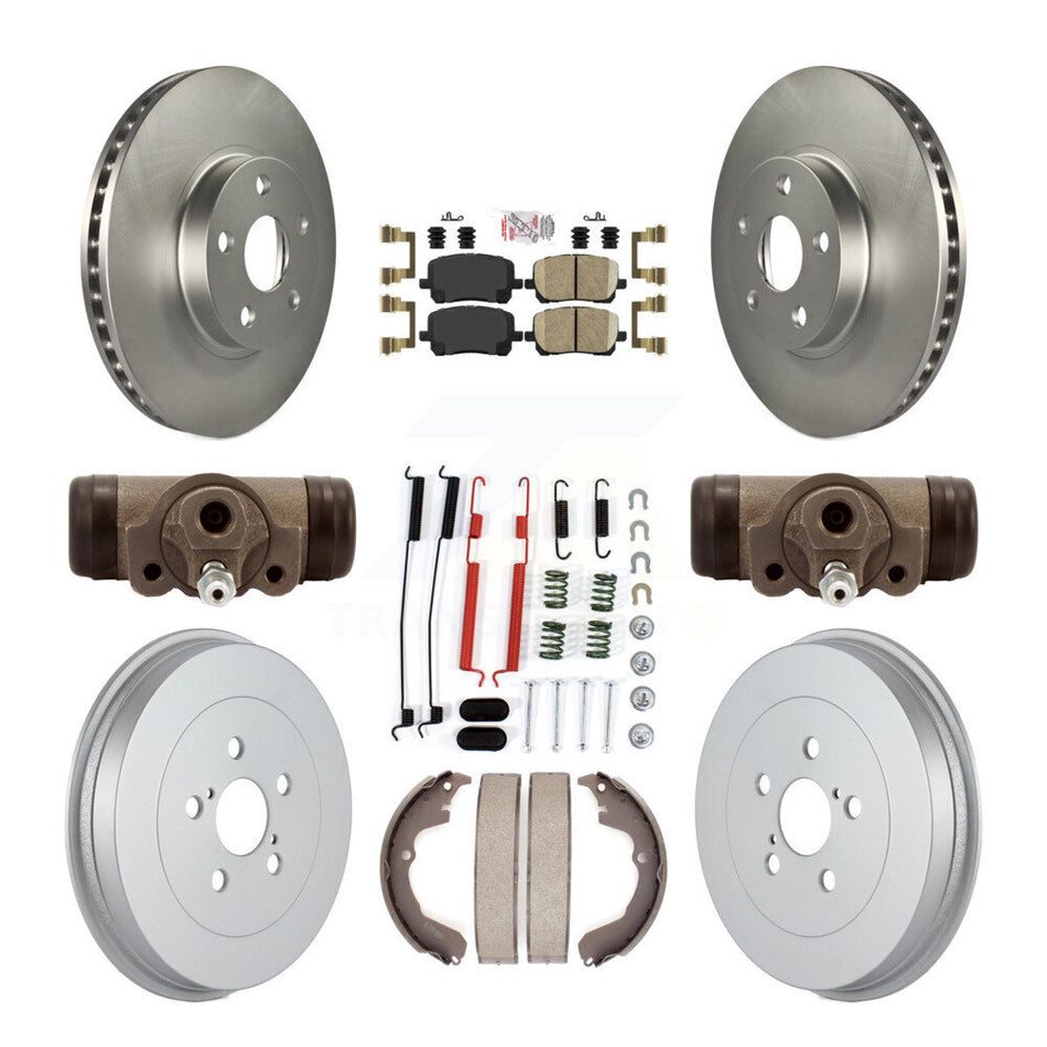 Front Rear Brake Rotor Ceramic Pad & Coated Drum Kit (9Pc) For Toyota Matrix Pontiac Vibe KGA-104465