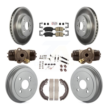 Front Rear Disc Brake Rotor Ceramic Pad & Coated Drum Kit (9Pc) For 2001-2005 Toyota Echo KGA-104466