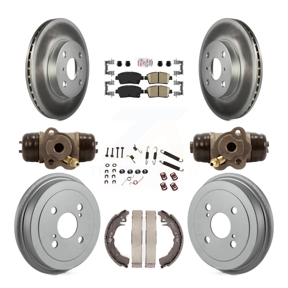 Front Rear Disc Brake Rotor Ceramic Pad & Coated Drum Kit (9Pc) For 2001-2005 Toyota Echo KGA-104466