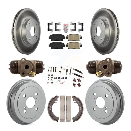 Front Rear Disc Brake Rotor Ceramic Pad & Coated Drum Kit (9Pc) For 2001-2005 Toyota Echo KGA-104467