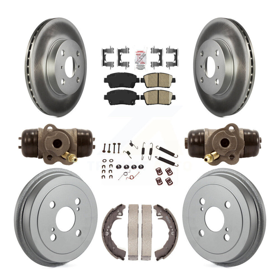 Front Rear Disc Brake Rotor Ceramic Pad & Coated Drum Kit (9Pc) For 2001-2005 Toyota Echo KGA-104467