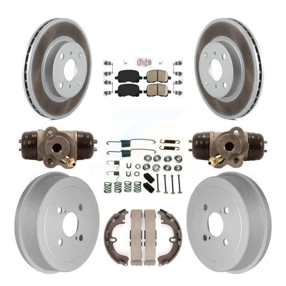 Front Rear Brake Rotor Ceramic Pad Coat Drum Kit (9Pc) For Toyota Corolla Chevrolet Prizm KGA-104473
