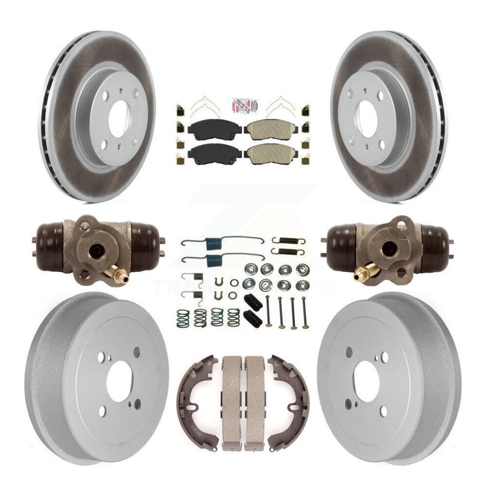 Front Rear Disc Brake Rotors Ceramic Pad Coat Drum Kit (9Pc) For Toyota Corolla Geo Prizm KGA-104474