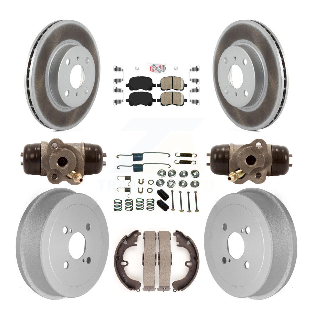 Front Rear Disc Brake Rotors Ceramic Pad Coated Drum Kit (9Pc) For Toyota Corolla Non-ABS KGA-104475