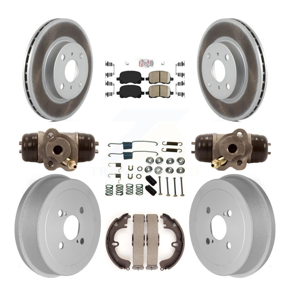 Front Rear Disc Brake Rotors Ceramic Pad Coated Drum Kit (9Pc) For Toyota Corolla Non-ABS KGA-104475