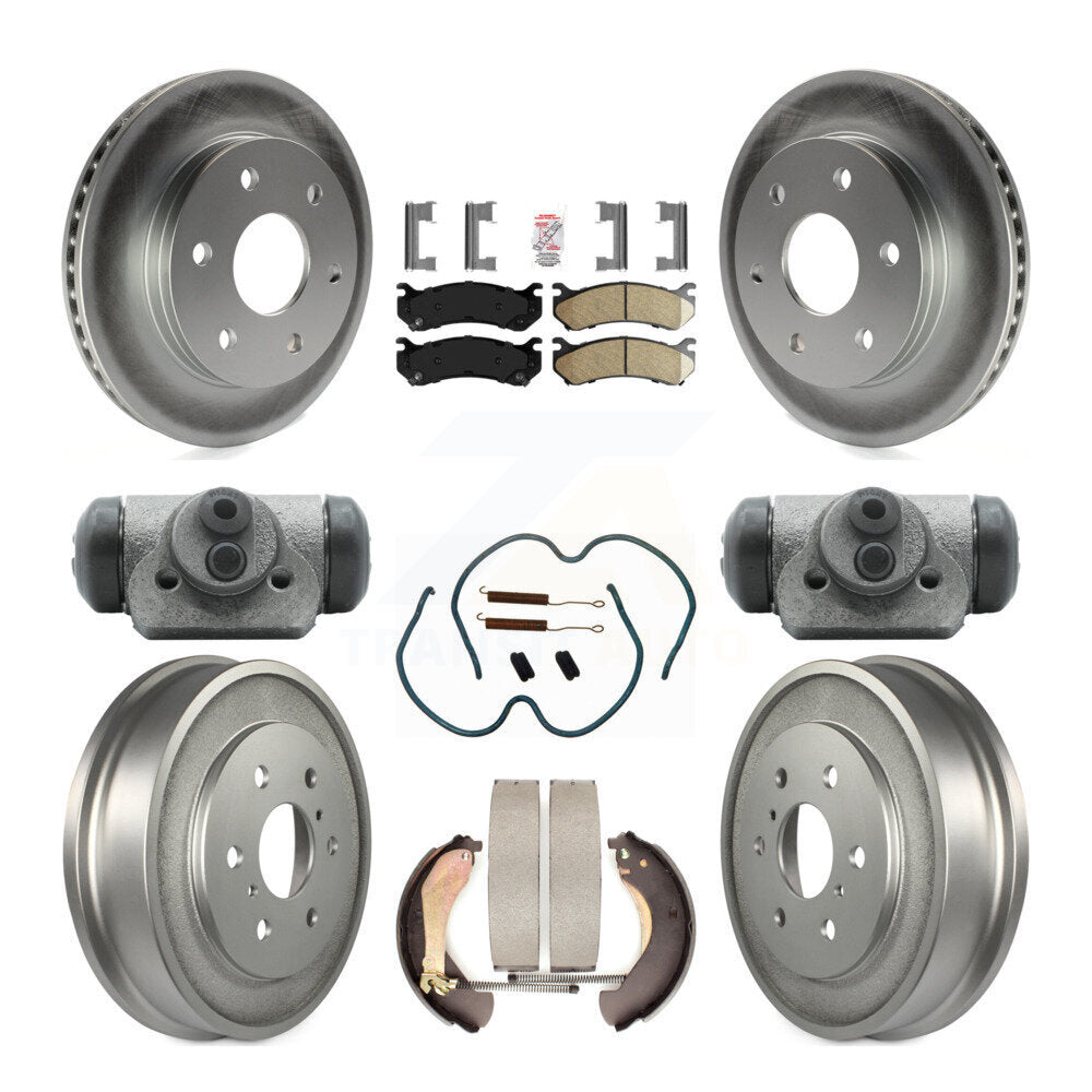 Front Rear Brake Rotor Ceramic Pad Coated Drum Kit (9Pc) For Chevrolet Silverado 1500 GMC KGA-104484