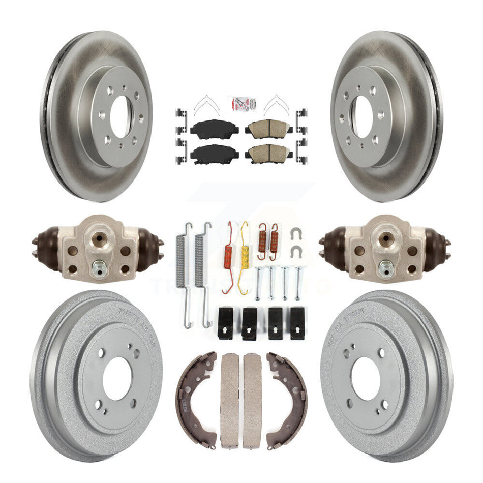 Front Rear Disc Brake Rotors Ceramic Pads And Coated Drum Kit (9Pc) For Honda Fit KGA-104485