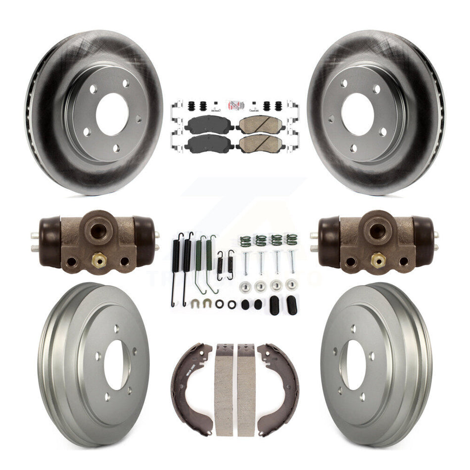 Front Rear Disc Brake Rotors Ceramic Pads And Coated Drum Kit (9Pc) For Dodge Caliber KGA-104486